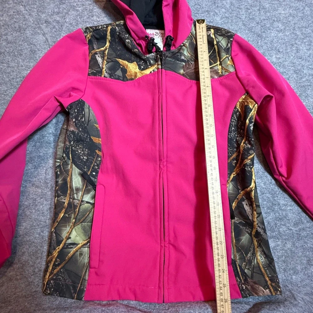 WFS Burly Girl Women Pink Camo‎ Softshell Hooded Hunting Jacket Large